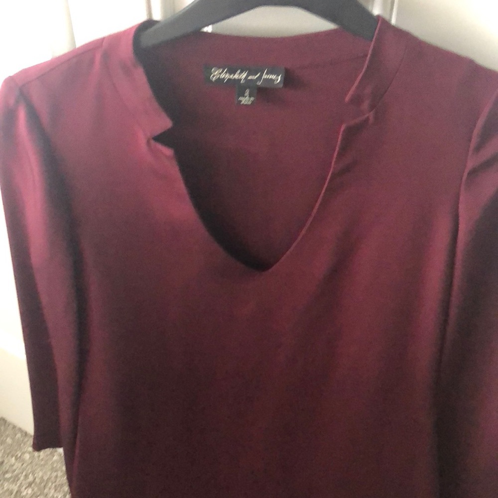 Elizabeth and James maroon colored dress